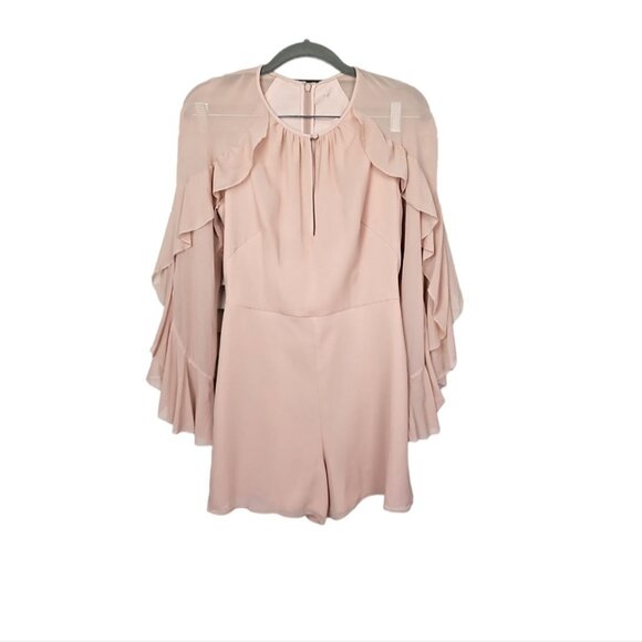 INTERMIX Molly 100% Silk Ruffle Sleeve Romper Dress In Nude Dusty Rose Size XS? - Picture 6 of 16